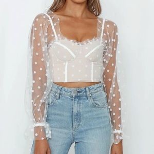 Petal and pup Varinka polka dot white top